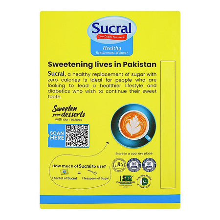 Sucral Zero Calorie Sweetener Sachets Box, 200-Pack - Image 4