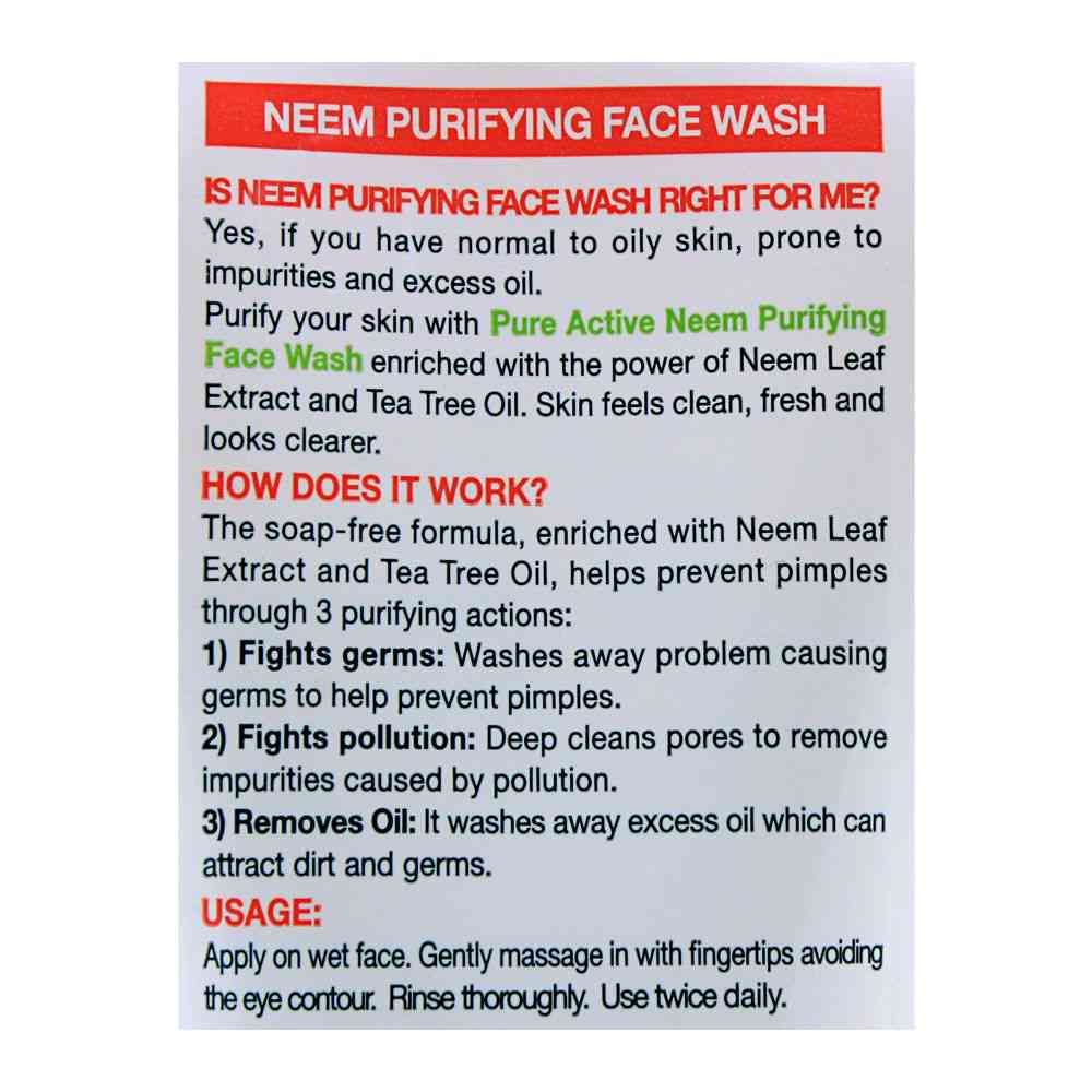 Garnier Skin Active Pure Active Neem Purifying Face Wash, For Normal to Oily Skin 100ml - Dissolve Dirt and Impurities - Image 6