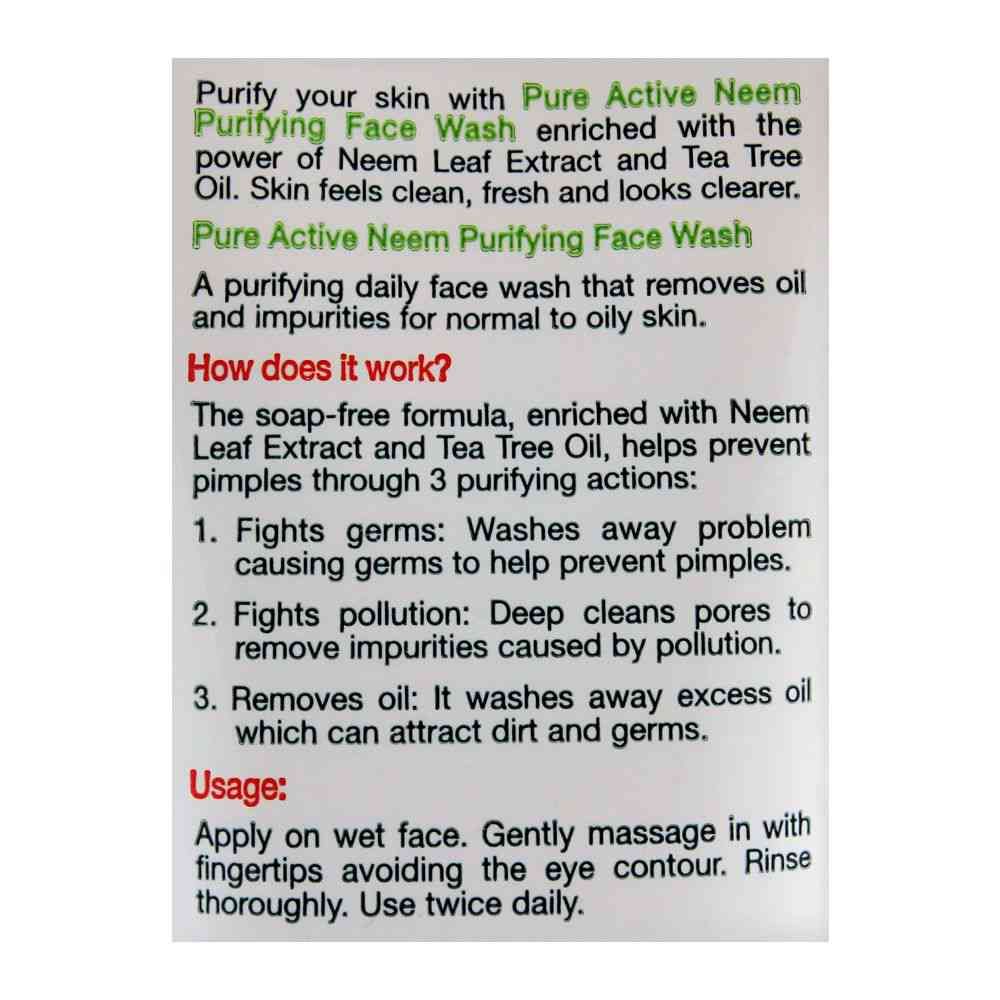Garnier Skin Active Pure Active Neem Purifying Face Wash, For Normal to Oily Skin 50ml - Dissolve Dirt and Impurities - Image 6