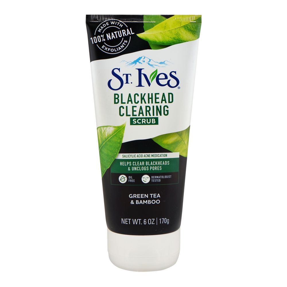 St. Ives Blachhead Clearing Green Tea & Bamboo Scrub Tube, Paraben & Oil Free, Salicylic Acid, For Acne-Prone Skin, 170g - Main Image