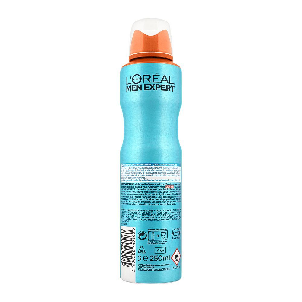 L'Oreal Paris Men Expert Cool Power Ice Effect Anti-Perspirant Deodorant Spray, 250ml - Image 2