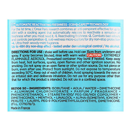 L'Oreal Paris Men Expert Cool Power Ice Effect Anti-Perspirant Deodorant Spray, 250ml - Image 3