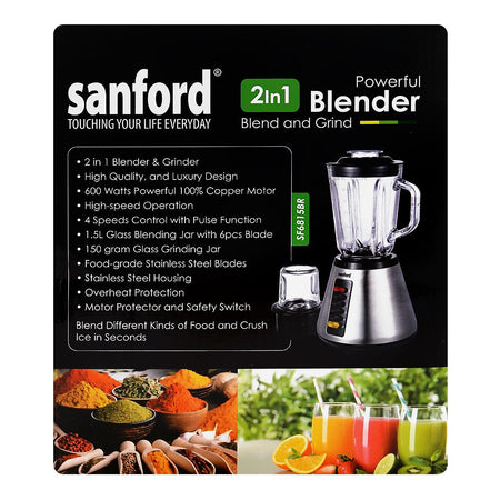 Sanford 2-In-1 Blender, 600W, 1.5 Liter, SF-6815BR - Image 2