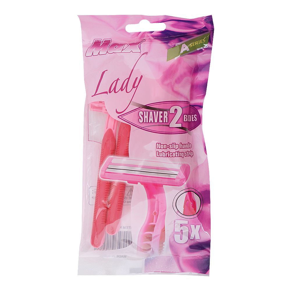 Max Lady Disposables 2 Blades Razor, For Women, 5-Pack - Image 2