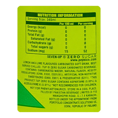 7UP Zero Sugar Soft Drink Pet Bottle, 345ml - Image 3