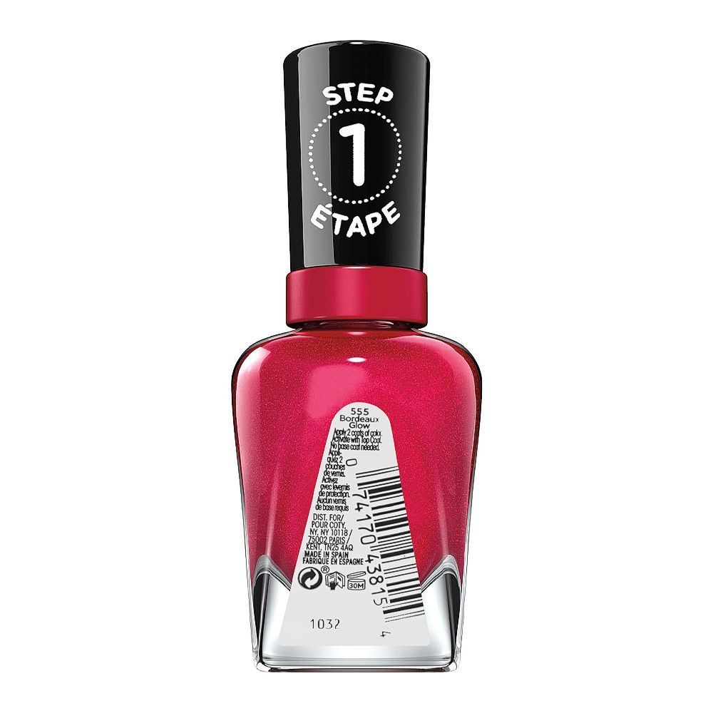 Sally Hansen Miracle Gel Nail Polish, 14.7ml, 555 Bordeaux Glow - Image 2