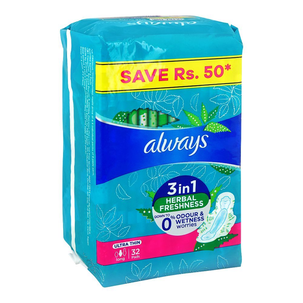 Always 3in1 Herbal Freshness Ultra Thin Long Pads, 32-Pack, Save Rs.50/- - Image 5
