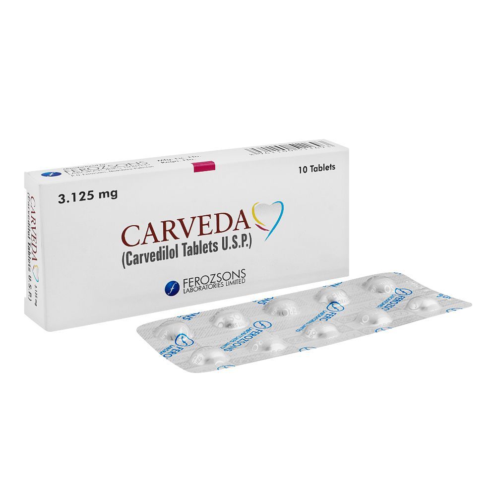 Ferozsons Laboratories Carveda Tablet, 3.125mg, 10-Pack - Main Image