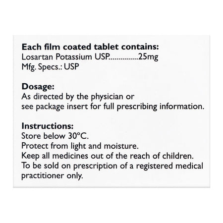 High-Q Pharmaceuticals Qsartan Tablet, 25mg, 20-Pack - Image 3