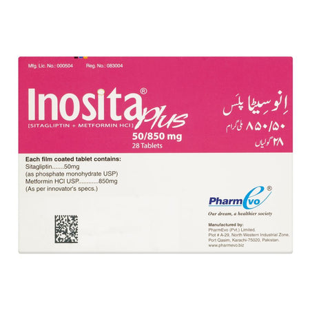 PharmEvo Inosita Plus Tablet, 50/850mg, 28-Pack - Image 2