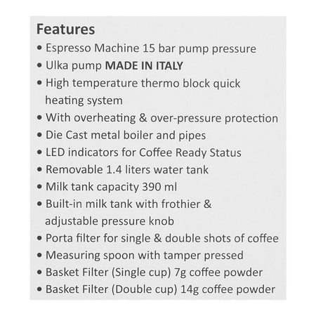 Alpina Espresso Coffee Machine, Silver/Black, SF-2812 - Image 5