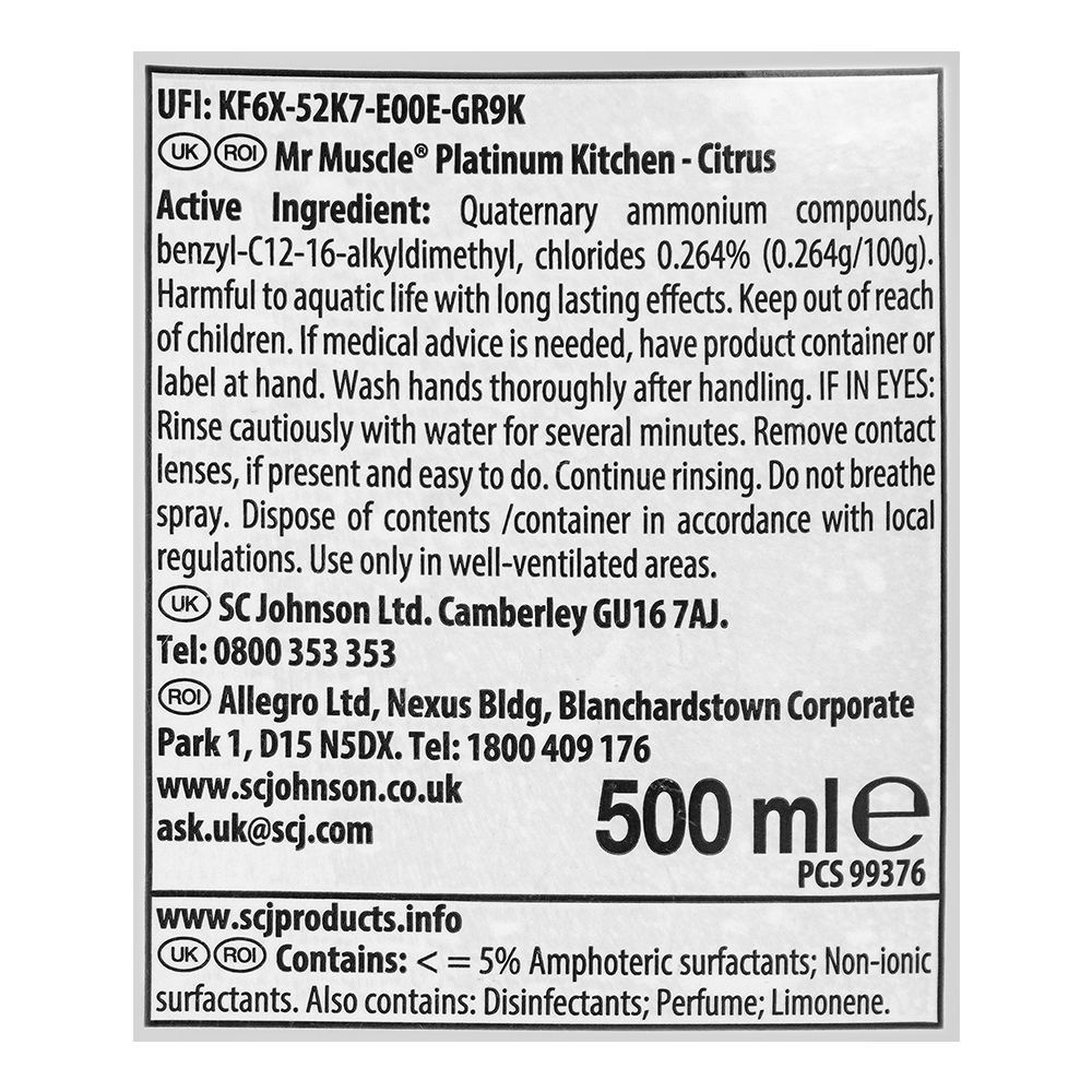 Mr. Muscle Platinum Kitchen Care Trigger, 500ml - Image 3