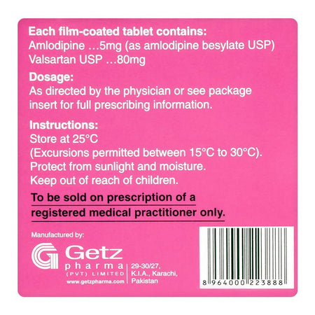 Getz Pharma Covam Tablet, 5mg + 80mg, 14-Pack - Image 4