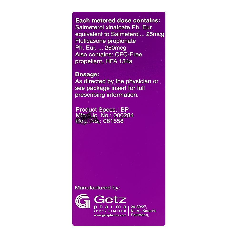 Getz Pharma Saltra Inhaler 25mcg + 250mcg, 120-Doses - Image 2