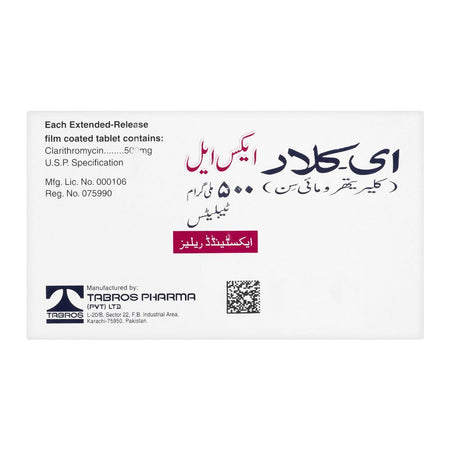 Tabros Pharma E-Clar XL Tablet, 500mg, 5-Pack - Image 2