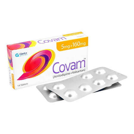 Getz Pharma Covam Tablet, 5mg + 160mg, 14-Pack - Main Image