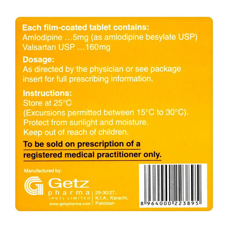 Getz Pharma Covam Tablet, 5mg + 160mg, 14-Pack - Image 4