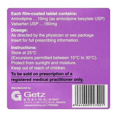 Getz Pharma Covam Tablet, 10mg + 160mg, 14-Pack - Image 4