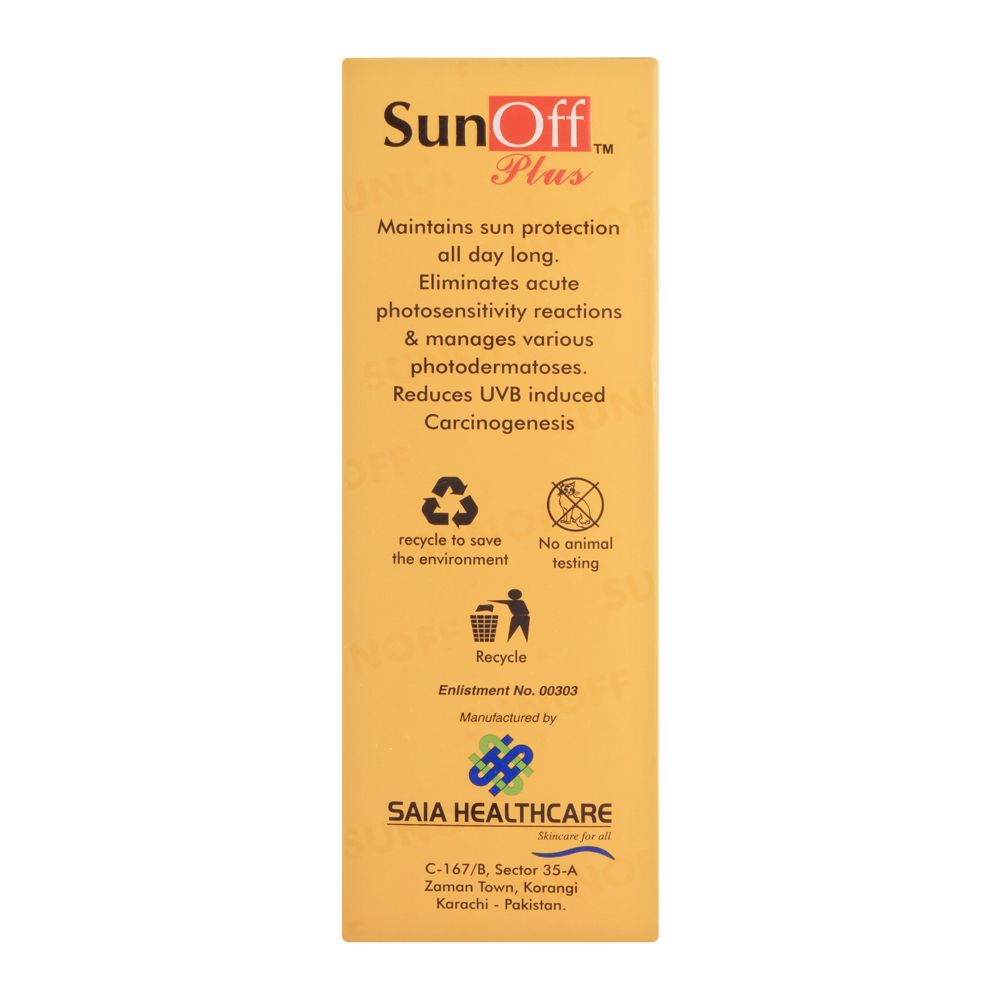 Sun Off Plus Sun Block Cream, SPF 70, Broad Spectrum UAV/UVB, 30g - Image 2