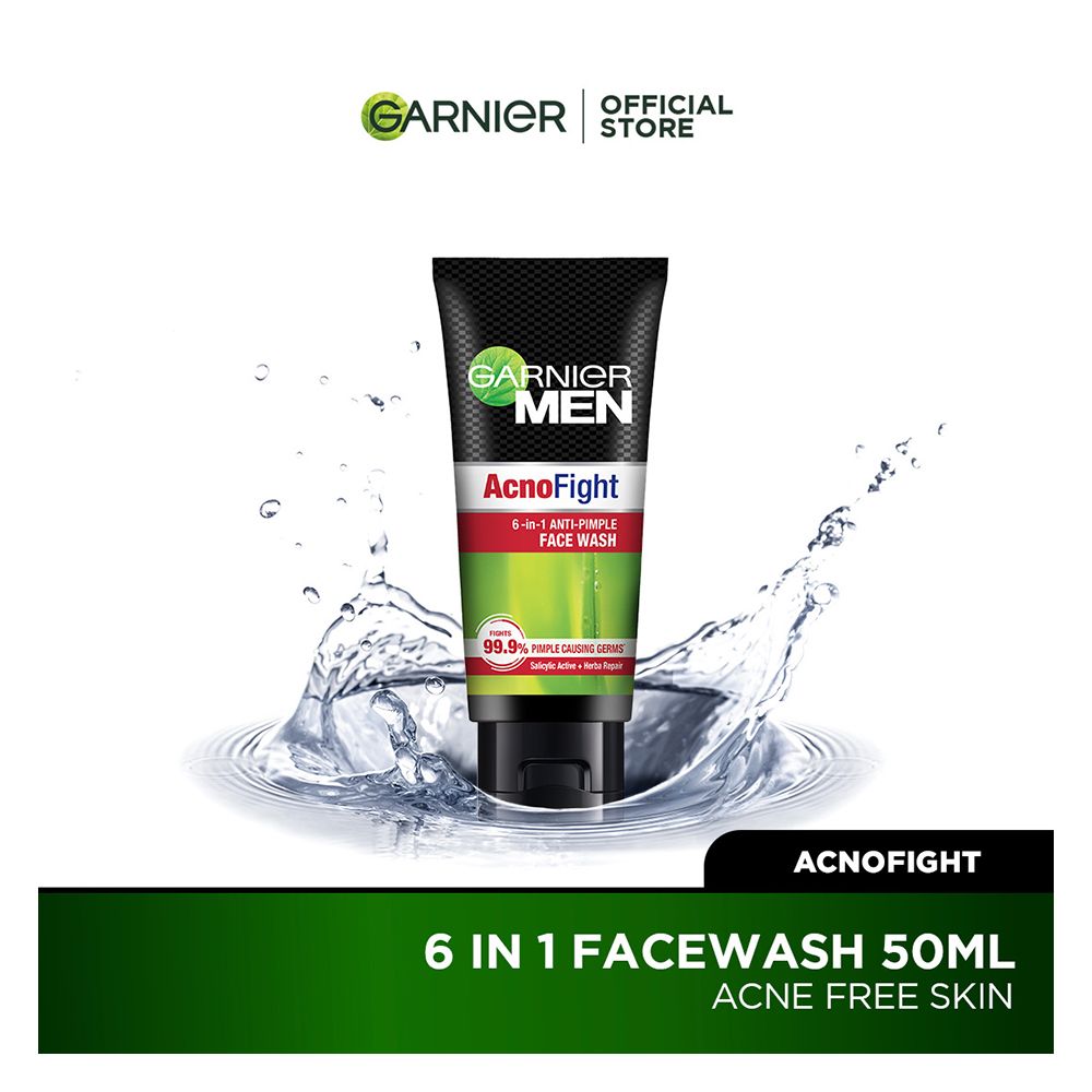 Garnier Men Acno Fight Anti-Pimple Face Wash 50ml - Suits All Skin Types, Including Sensitive And Acne-Related Skin Issues - Main Image