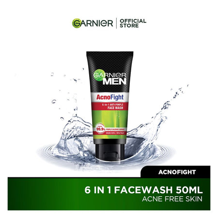 Garnier Men Acno Fight Anti-Pimple Face Wash 50ml - Suits All Skin Types, Including Sensitive And Acne-Related Skin Issues - Main Image