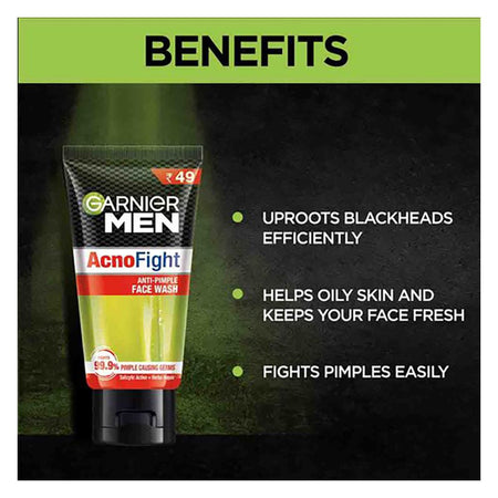 Garnier Men Acno Fight Anti-Pimple Face Wash 50ml - Suits All Skin Types, Including Sensitive And Acne-Related Skin Issues - Image 6