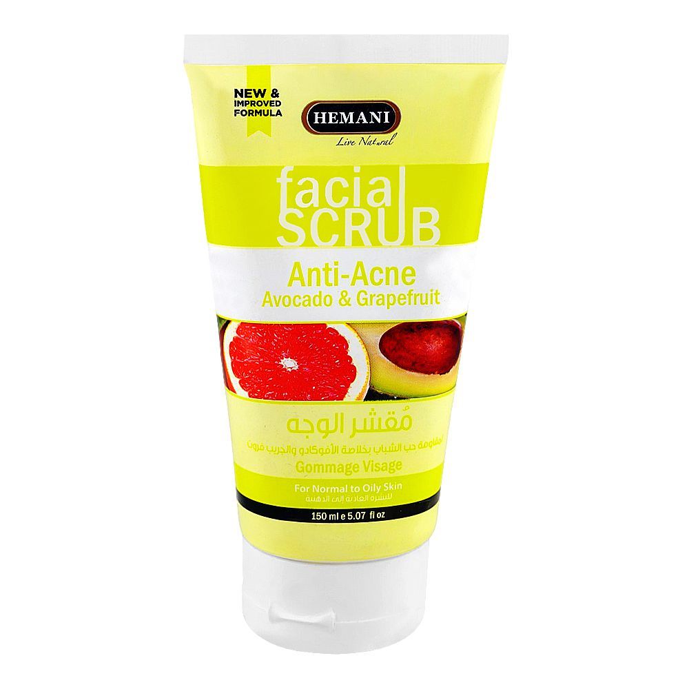 Hemani Anti-Acne Facial Scrub with Avocado & Grapefruit, For Normal to Oily Skin, 150ml - Main Image