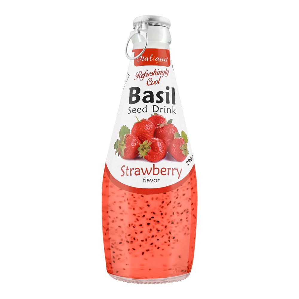 Italiano Strawberry Flavor Basil Seed Drink, 290ml - Main Image