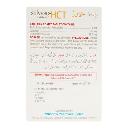 Wilson's Healthcare Sofvasc-Hct Tablet, 5/160/12.5mg, 28-Pack - Image 2