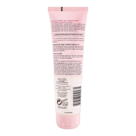 L'Oreal Paris Fine Flowers Gel Cream Face Wash, For Dry & Sensitive Skin, 150ml - Image 2