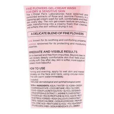 L'Oreal Paris Fine Flowers Gel Cream Face Wash, For Dry & Sensitive Skin, 150ml - Image 3