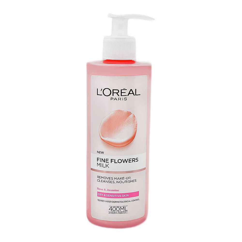 L'Oreal Paris Fine Flowers Cleansing Milk, For Dry & Sensitive Skin, 400ml - Main Image