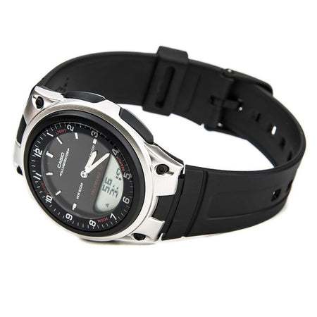 Casio Youth Analog-Digital Telememo Illuminator Black/Silver Men's Watch, Black Resin Band, AW-80-1AVDF - Image 2