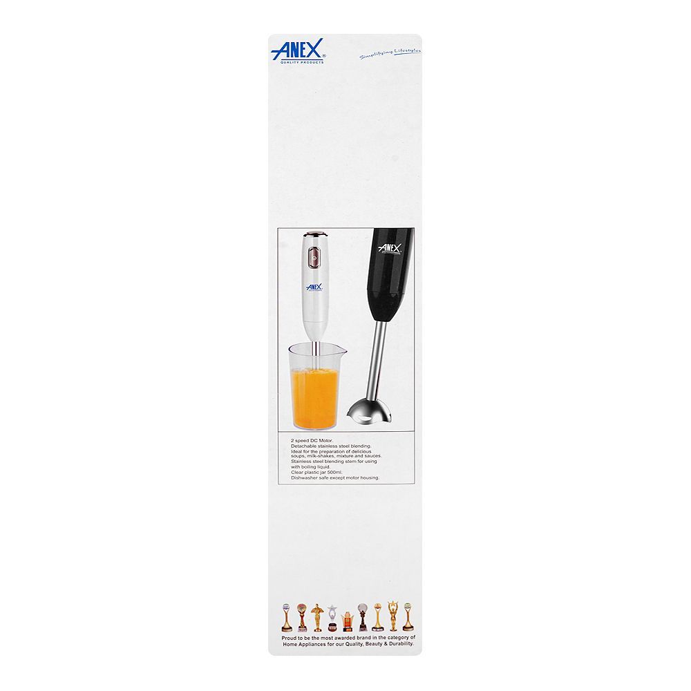Anex Deluxe Hand Blender, 600W, 220-240V, 500ml Jar, White, AG-122 - Image 4