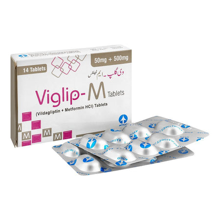 ATCO Laboratories Viglip-M Tablet, 50mg/500mg, 14-Pack - Main Image
