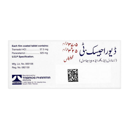 Tabros Pharma Duragesic-T Tablet, 37.5mg+325mg, 10-Pack - Image 2