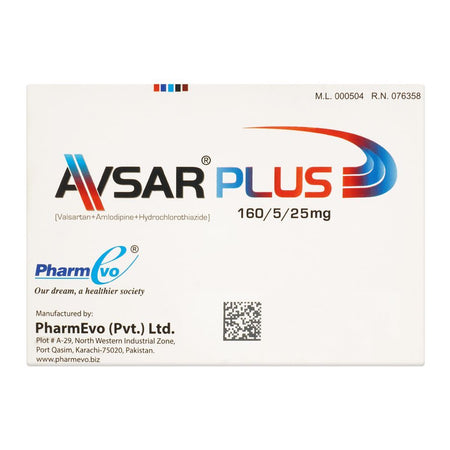 PharmEvo Avsar Plus Tablet, 160/5/25mg, 28-Pack - Image 2