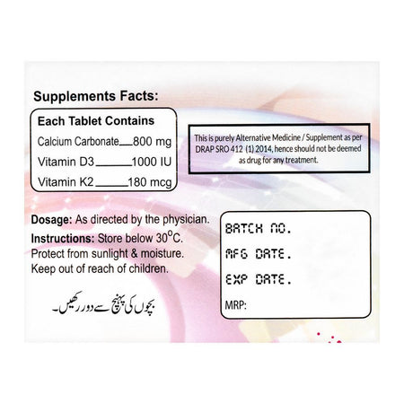 Sais Life Science Opti-Cal 1000 Tablet, Dietary Supplement, 30-Pack - Image 2