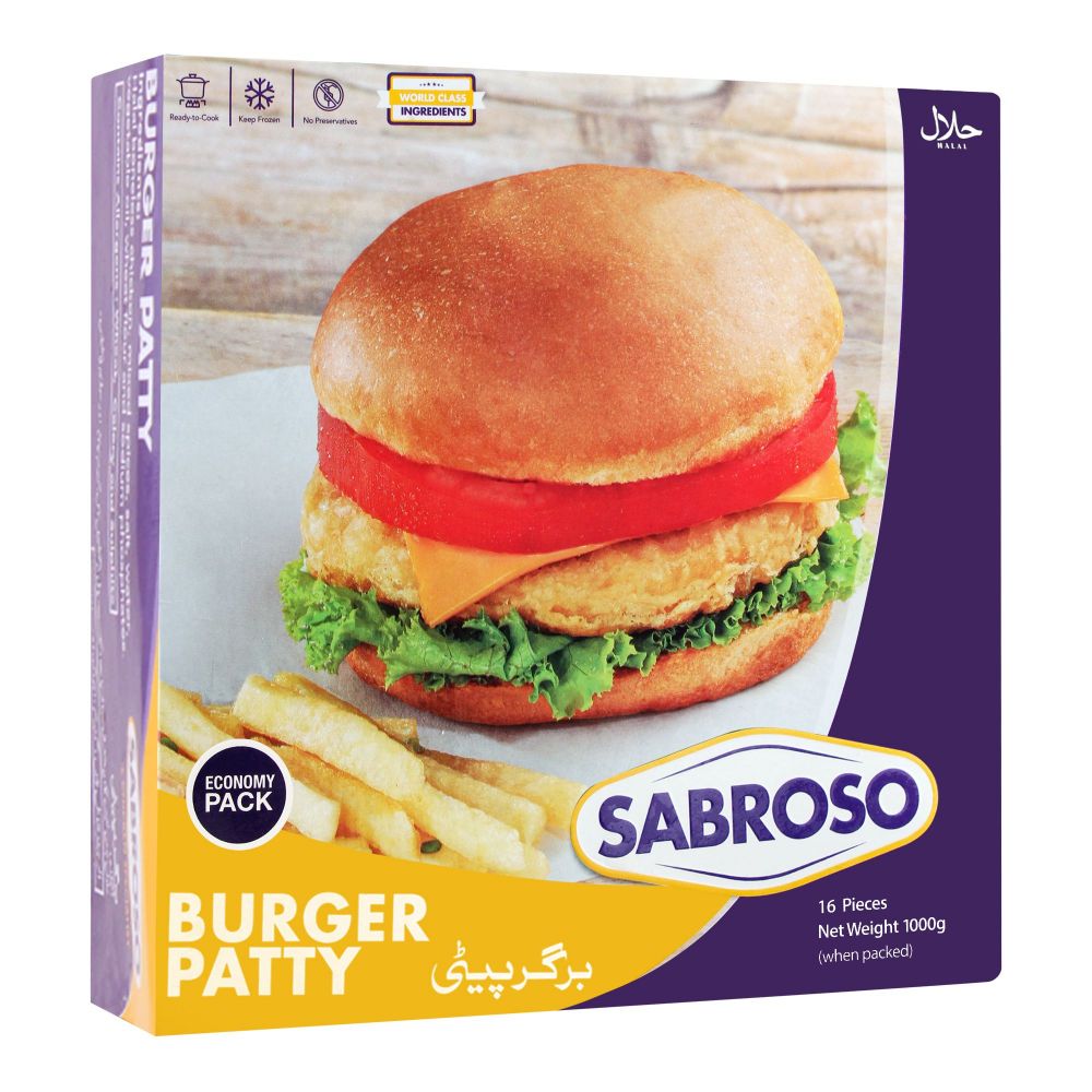 Sabroso Burger Patty, 16 Pieces, Chicken, 1000g - Main Image