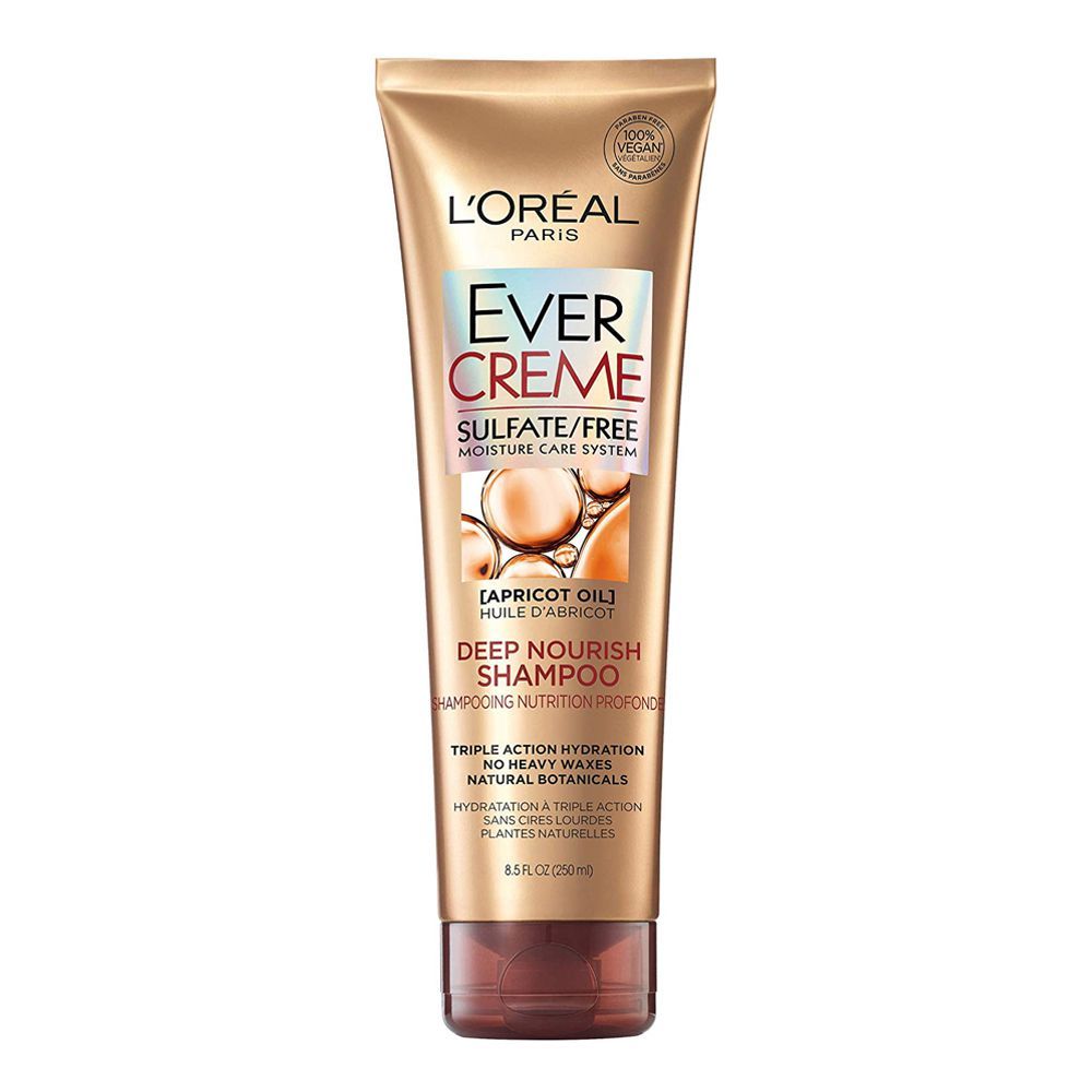 L'Oreal Paris Ever Creme Apricot Oil Deep Nourish Shampoo, Sulfate Free, 250ml - Main Image