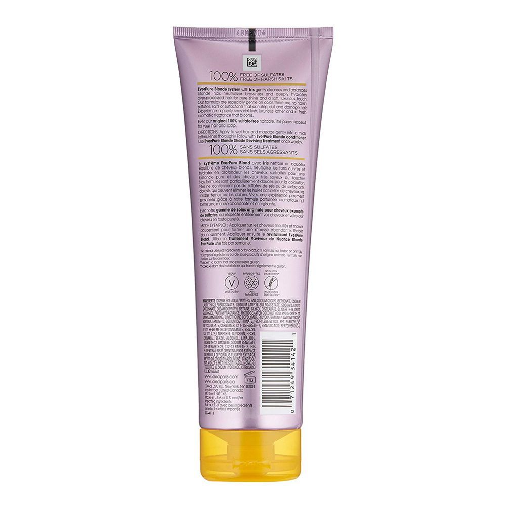 L'Oreal Paris Ever Pure Iris Blonde Shampoo, Sulfate Free, Color Care System, 250ml - Image 2