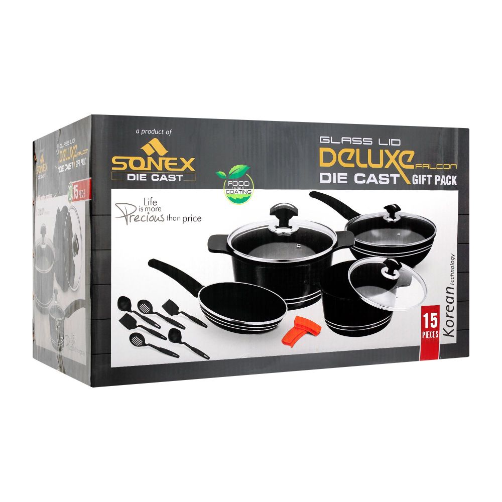 Sonex Glass Lid Deluxe Plus Die Cast Cooking Set, 15 Pieces, 53018 - Image 2
