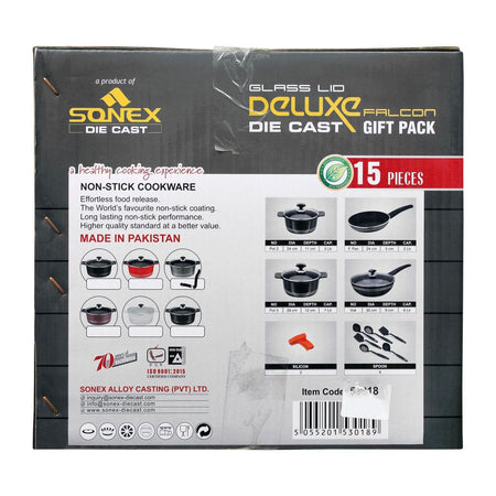 Sonex Glass Lid Deluxe Plus Die Cast Cooking Set, 15 Pieces, 53018 - Image 3