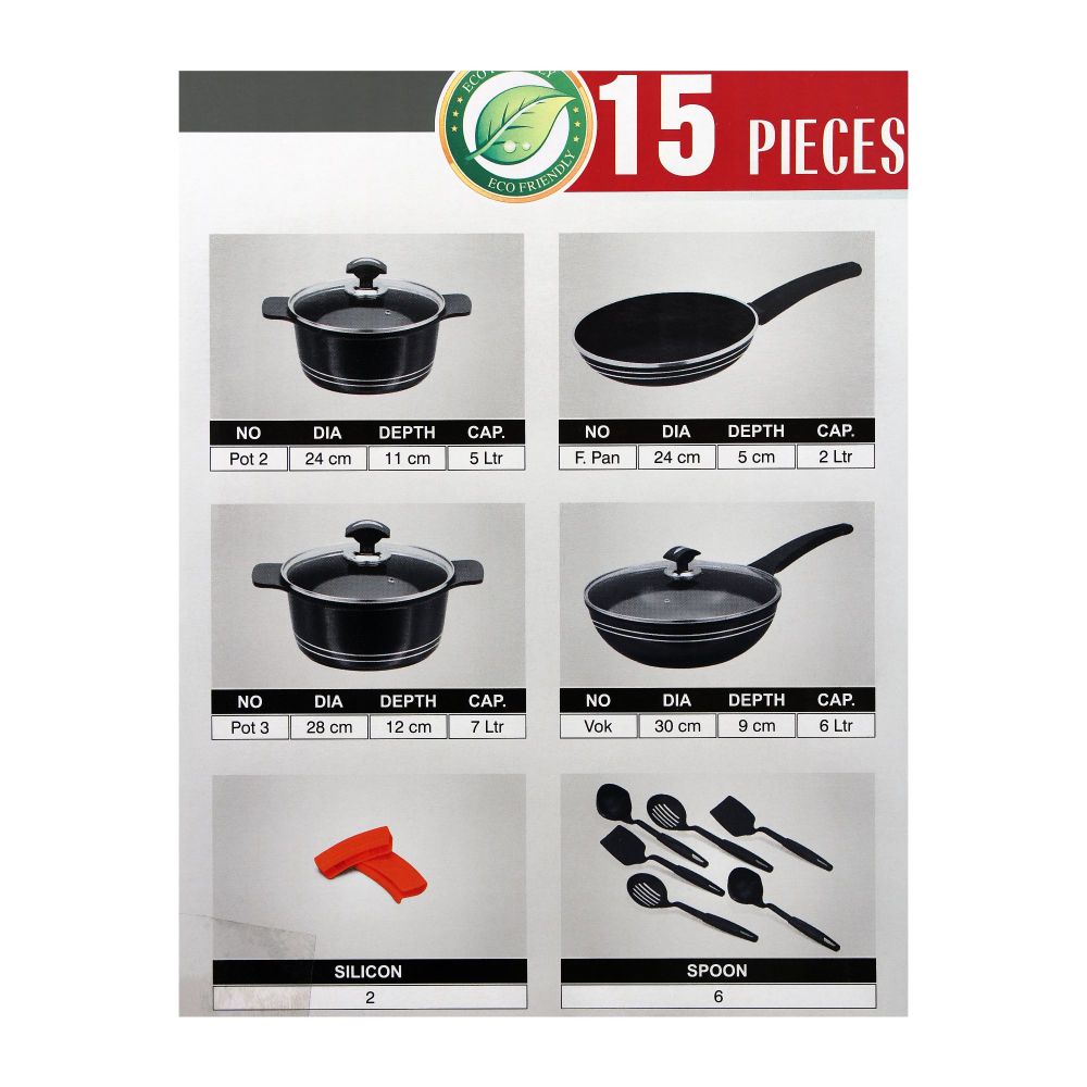 Sonex Glass Lid Deluxe Plus Die Cast Cooking Set, 15 Pieces, 53018 - Image 4
