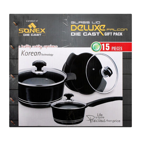 Sonex Glass Lid Deluxe Plus Die Cast Cooking Set, 15 Pieces, 53018 - Image 5