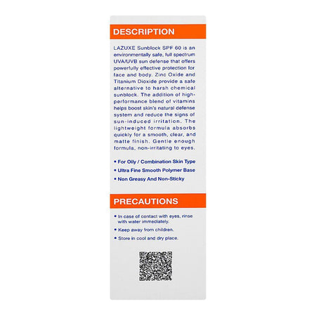 Lazuxe Sunblock SPF 60 PA+++, Broad Spectrum UVA & UVB Protection, Lightweight Formula, 45ml - Image 3