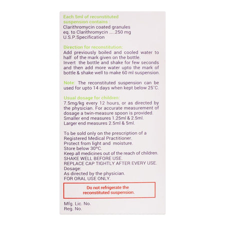 Tabros Pharma E-Clar Granules, 250mg/5ml 60ml - Image 4