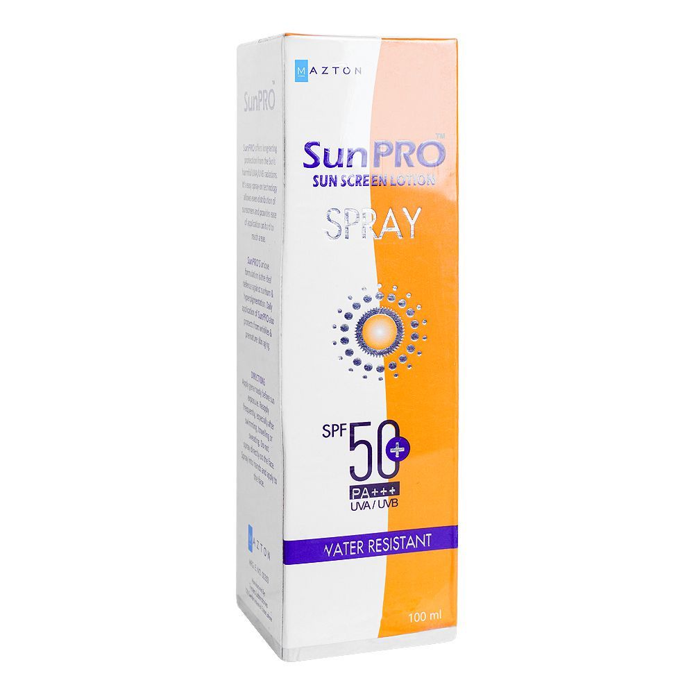 Mazton SunPro Sun Screen Lotion Spray Spf50+, PA+++, Water Resistant, 100ml - Main Image