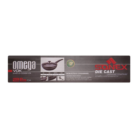 Sonex Omega Die Cast Wok, With Glass Lid, 26cm, 52278 - Image 3