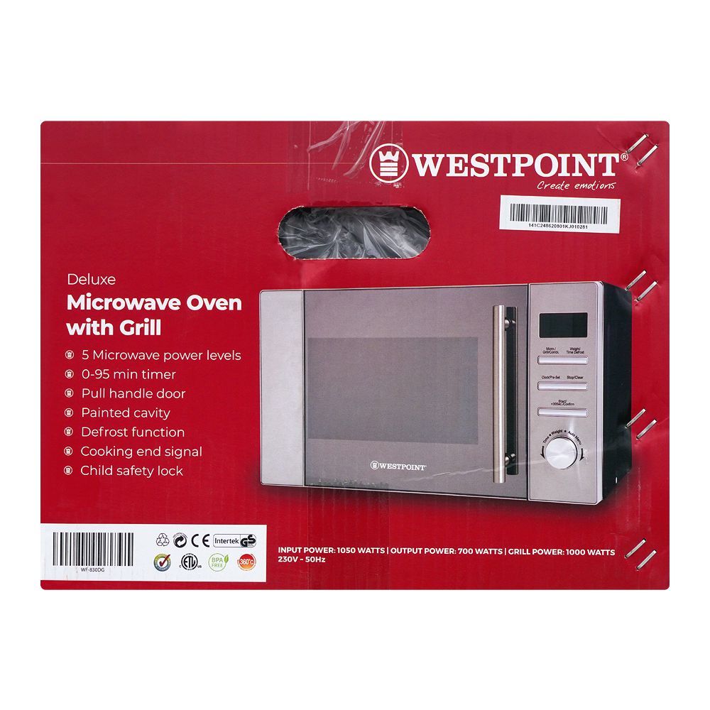 West Point Deluxe Microwave Oven With Grill, 28 Liters, WF-830DG - Image 4